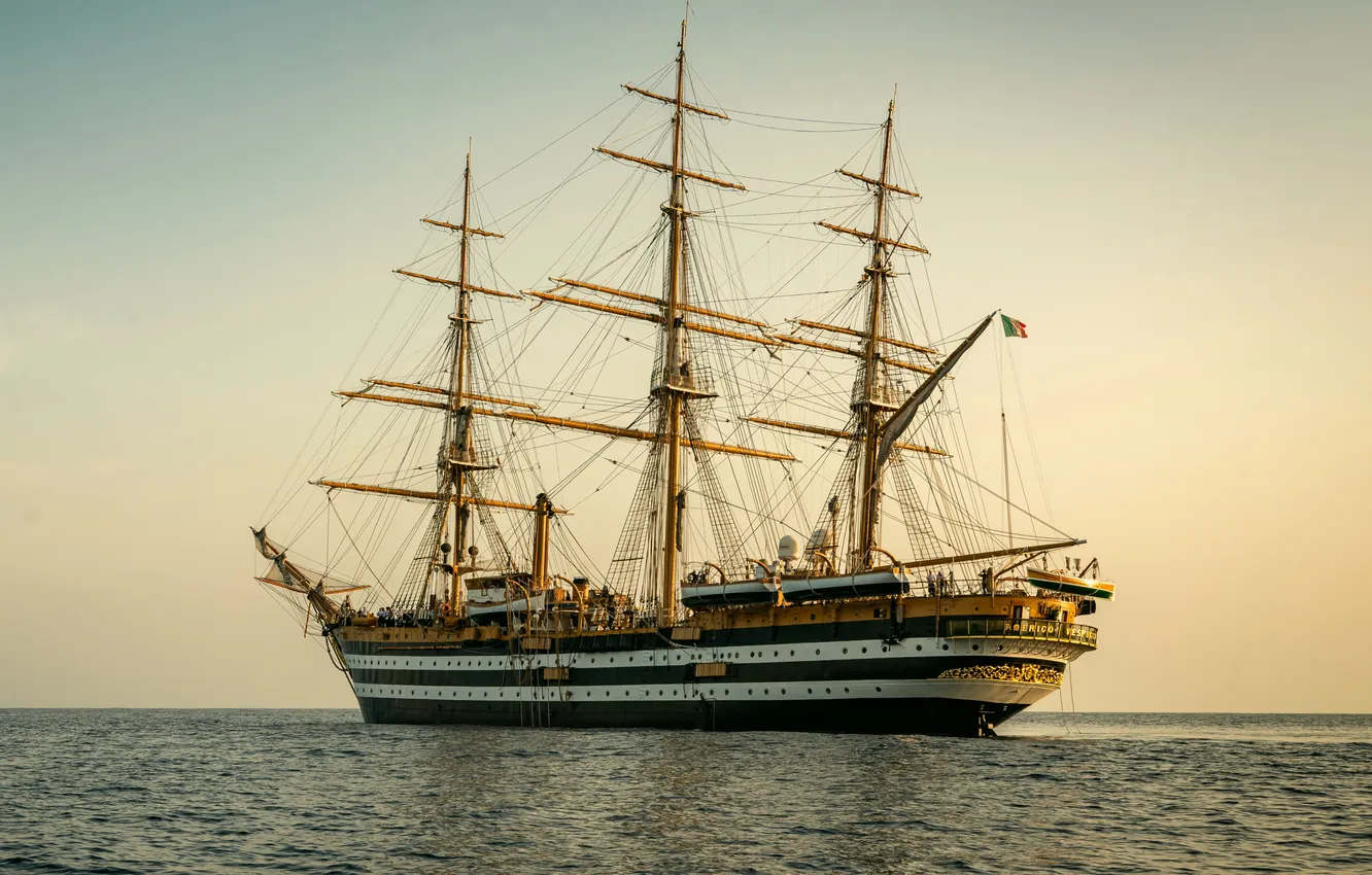 Photo wallpaper sea, the sky, sailboat, the evening, Amerigo Vespucci