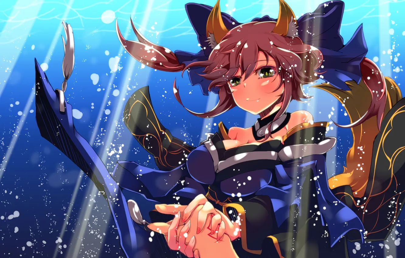 Photo wallpaper water, girl, the ocean, anime, hands, art, Fate Stay Night, ears