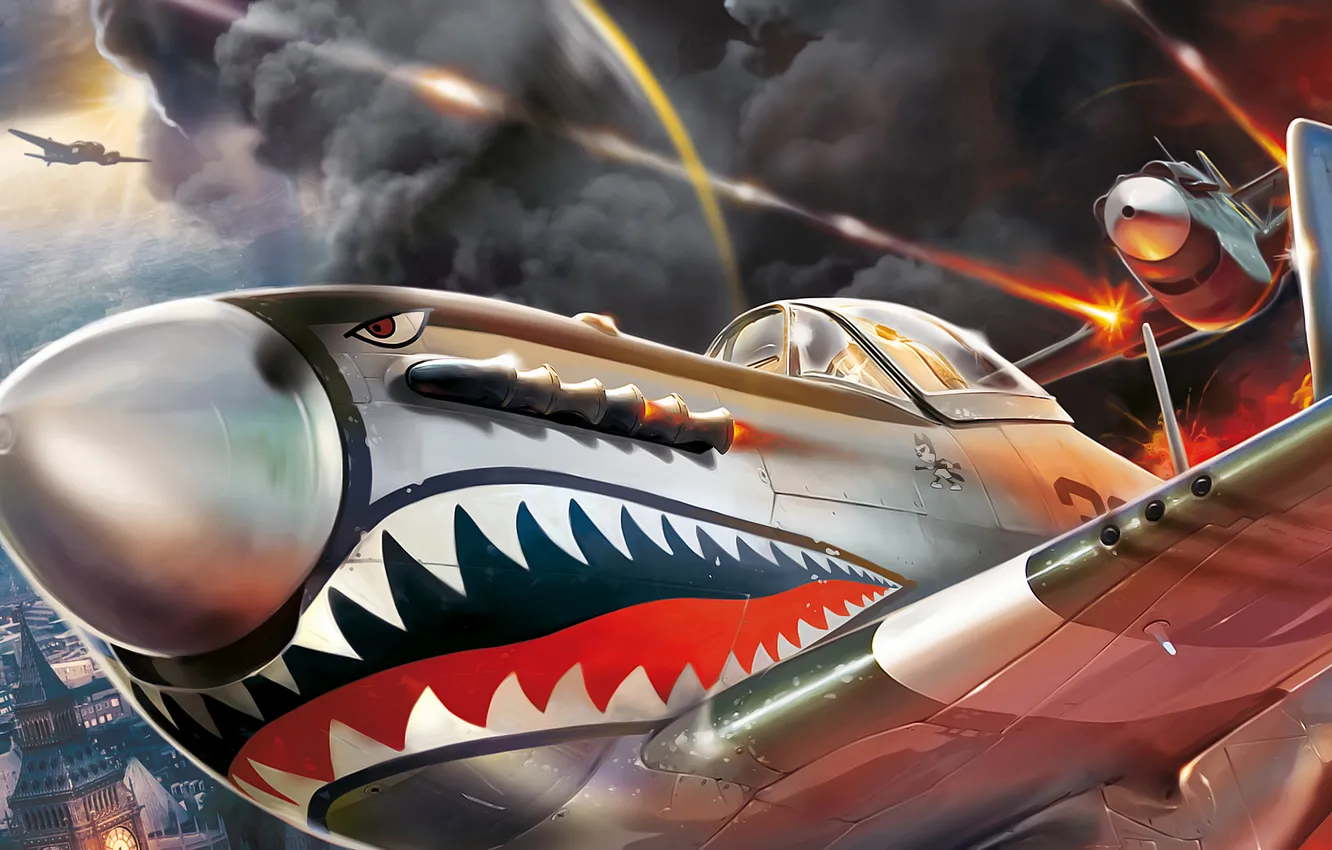 Photo wallpaper the city, lights, smoke, London, home, shot, battle, air