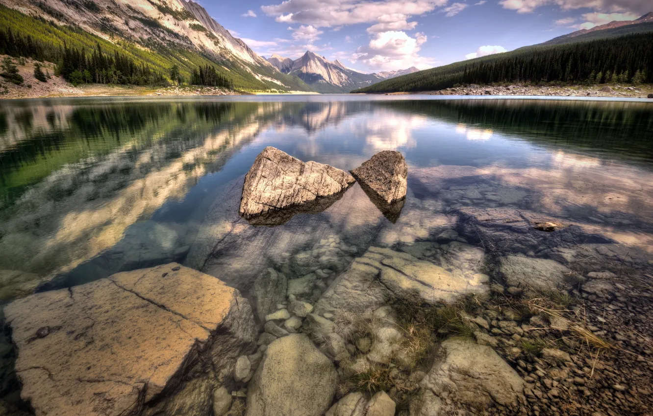 Photo wallpaper landscape, mountains, lake