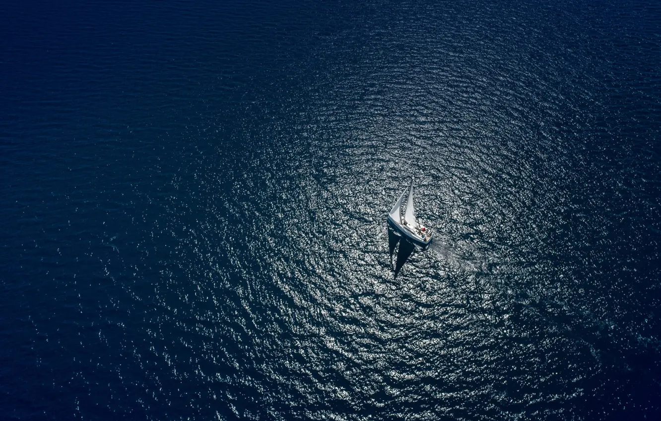 Photo wallpaper the way, the ocean, boat, yacht, horizon, sail, the, Sailing