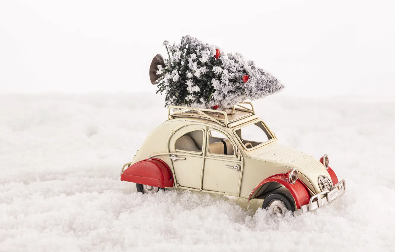 Photo wallpaper new year, Christmas, machine