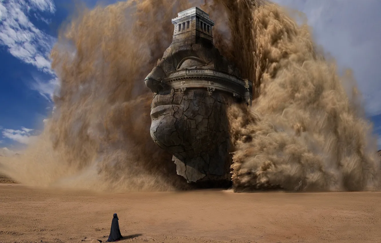 Photo wallpaper sand, face, desert, storm, MAG