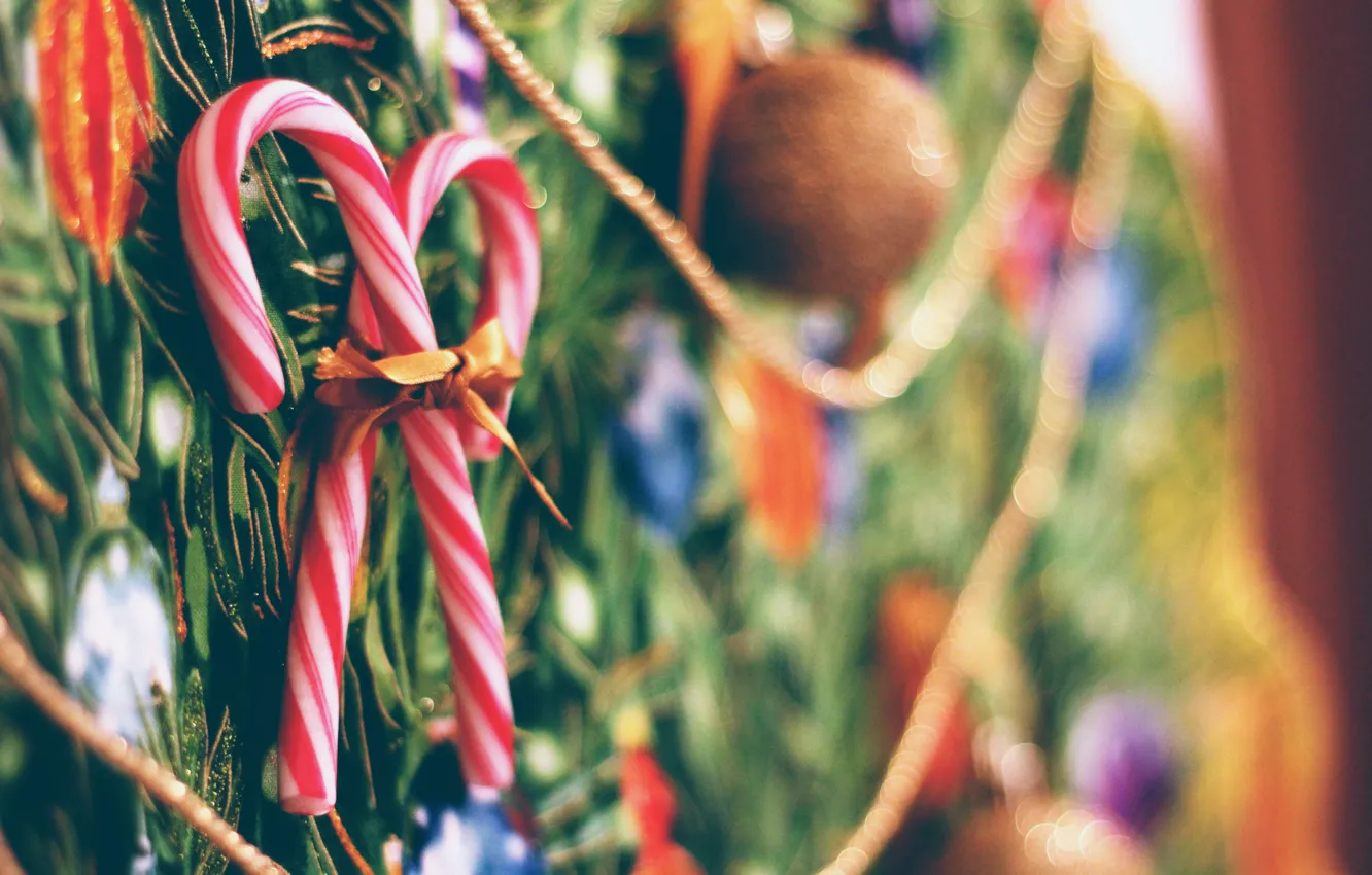 Photo wallpaper new year, Christmas, lollipops