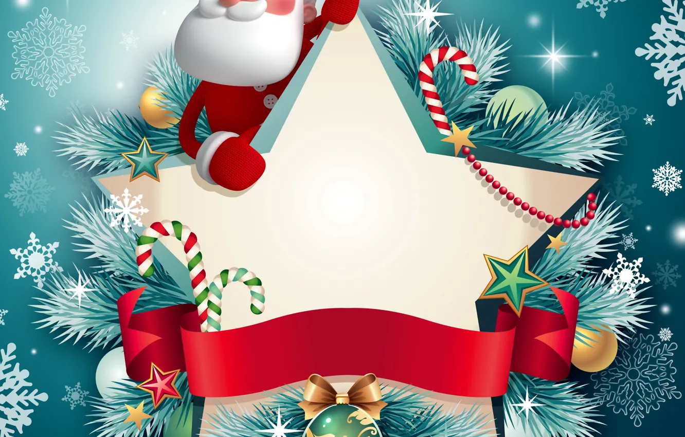 Photo wallpaper snowflakes, holiday, new year, Christmas, christmas, new year, Santa Claus, Santa