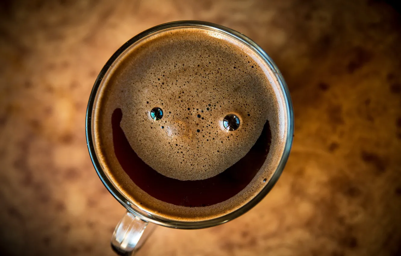 Photo wallpaper foam, macro, mood, Cup, drink, smile