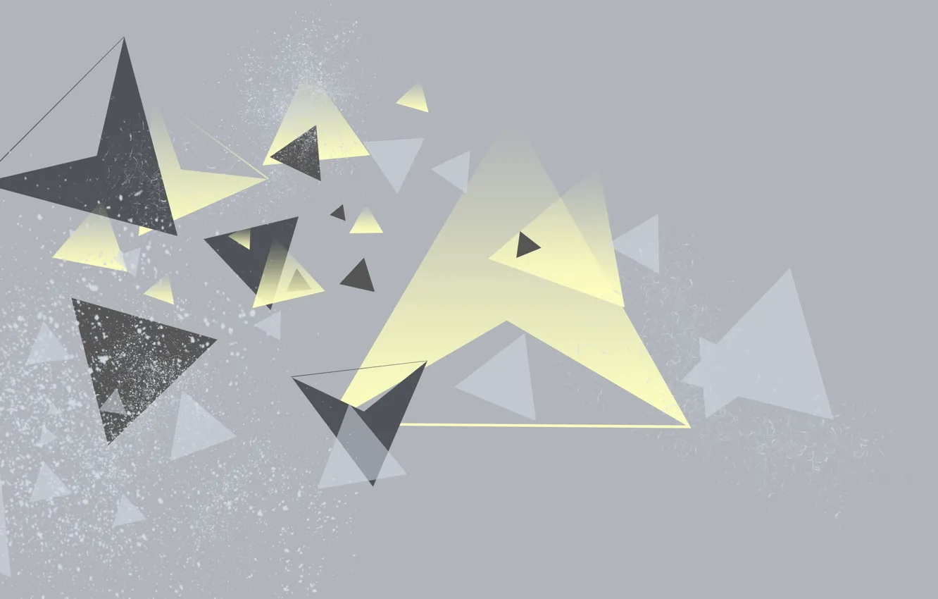 Photo wallpaper yellow, grey, triangle