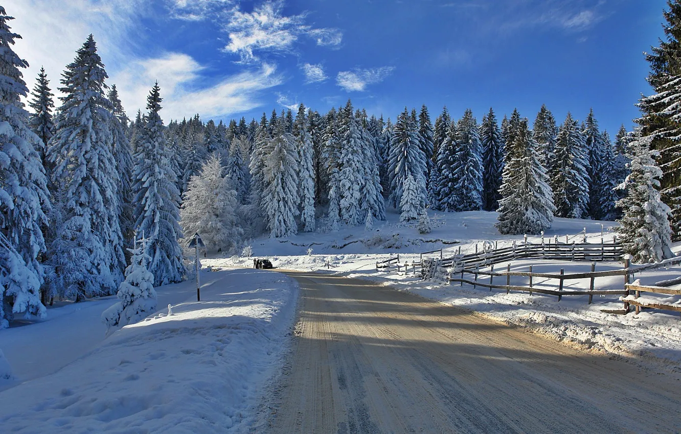 Photo wallpaper winter, snow, Montan