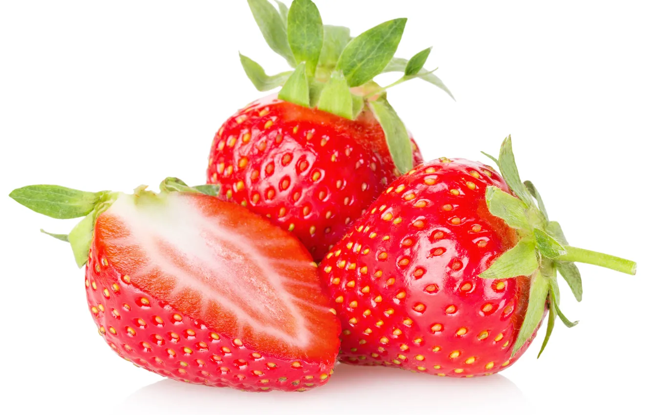 Photo wallpaper berries, food, strawberry, white background