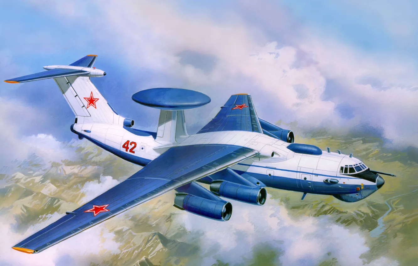 Photo wallpaper the plane, art, USSR, OKB, complex, AWACS, management, far