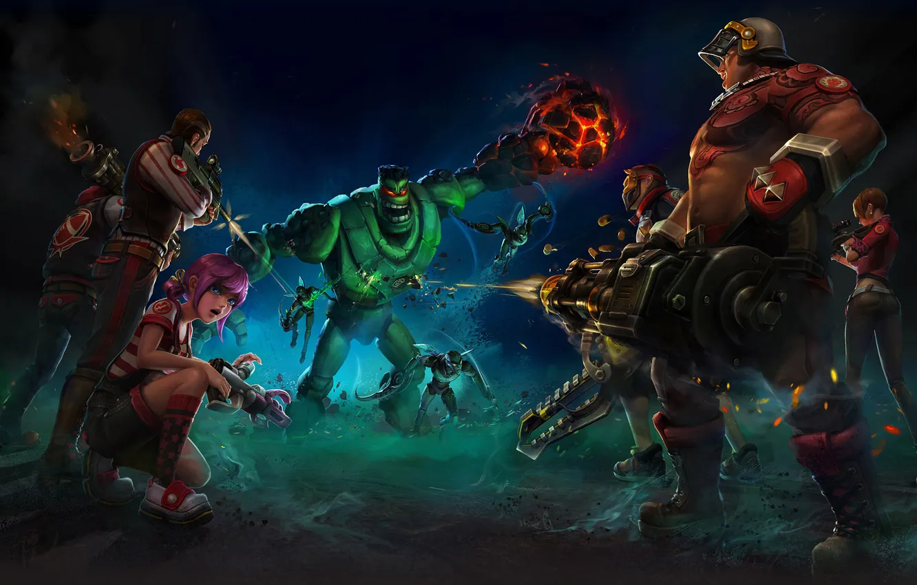 Photo wallpaper girl, weapons, art, shooting, battle, guy, Mourad