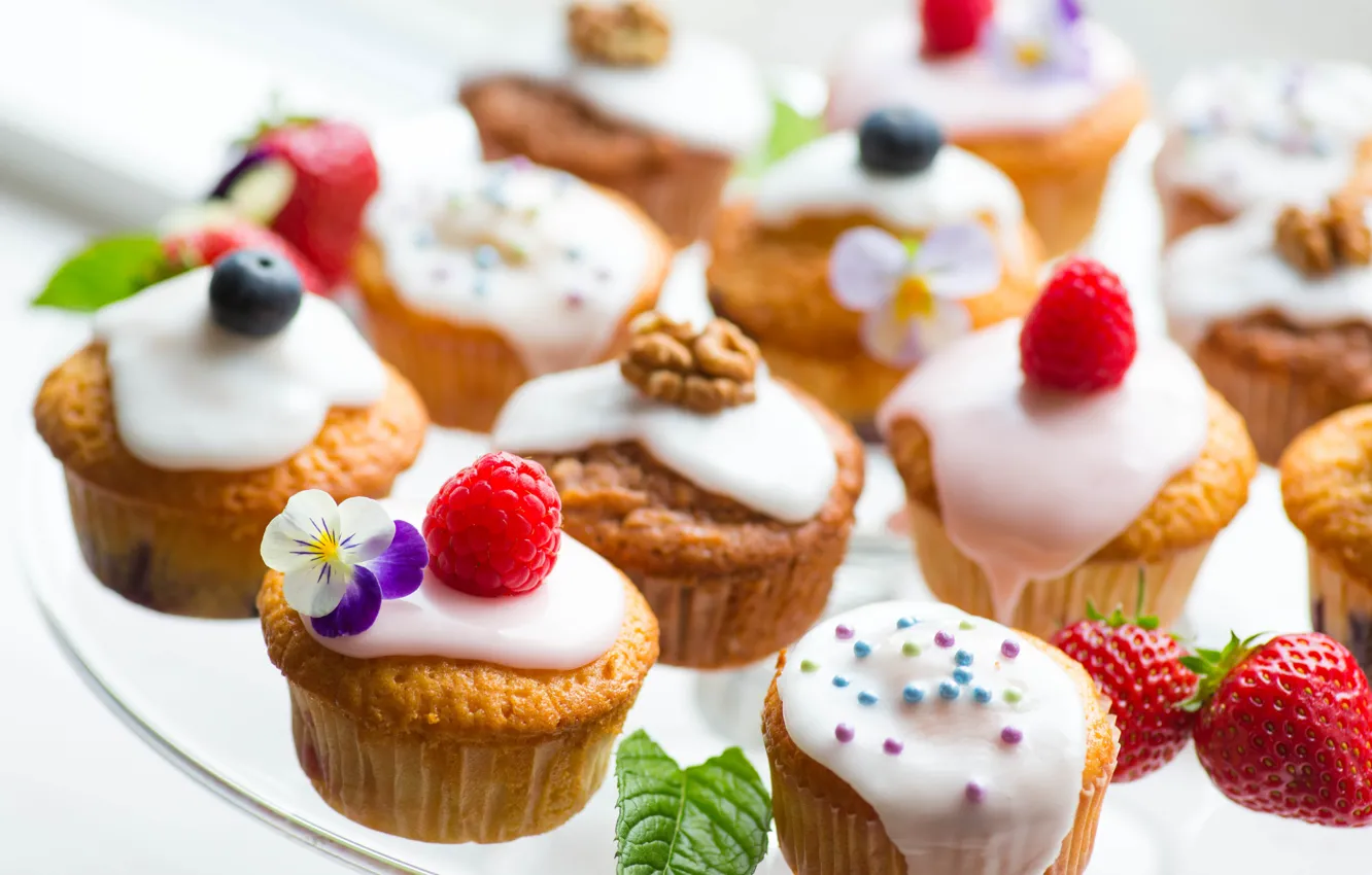 Photo wallpaper raspberry, food, blueberries, strawberry, cake, cream, dessert, food