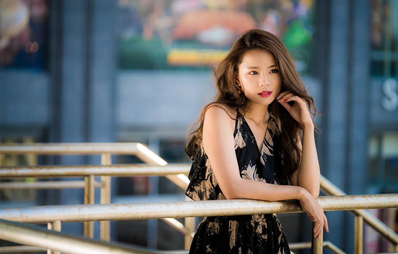 Photo wallpaper girl, hair, dress, Asian, cutie