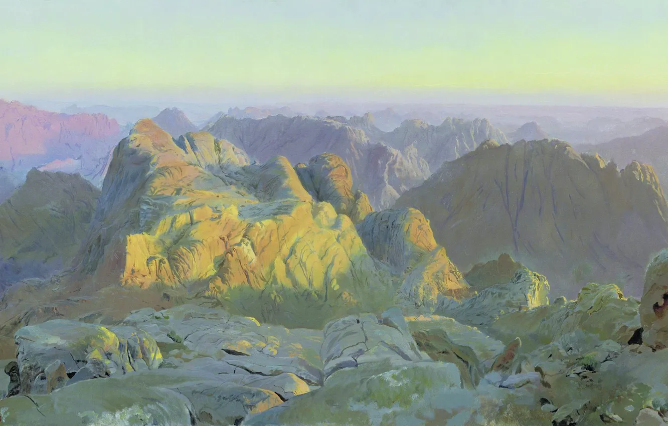 Photo wallpaper oil, canvas, Dmitry BULYKIN (b. 1962), Sunrise on Sinai