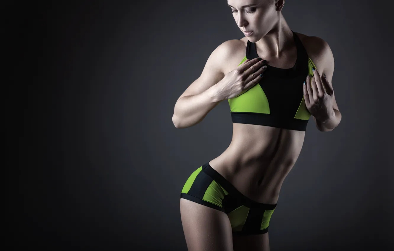 Photo wallpaper pose, female, fitness, sportswear, physical condition, healthy living, diets, muscular toning