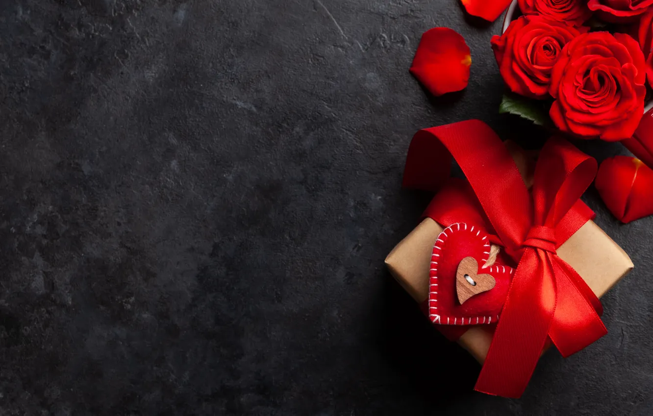 Photo wallpaper love, flowers, gift, romance, roses, love, Valentine's day, flowers