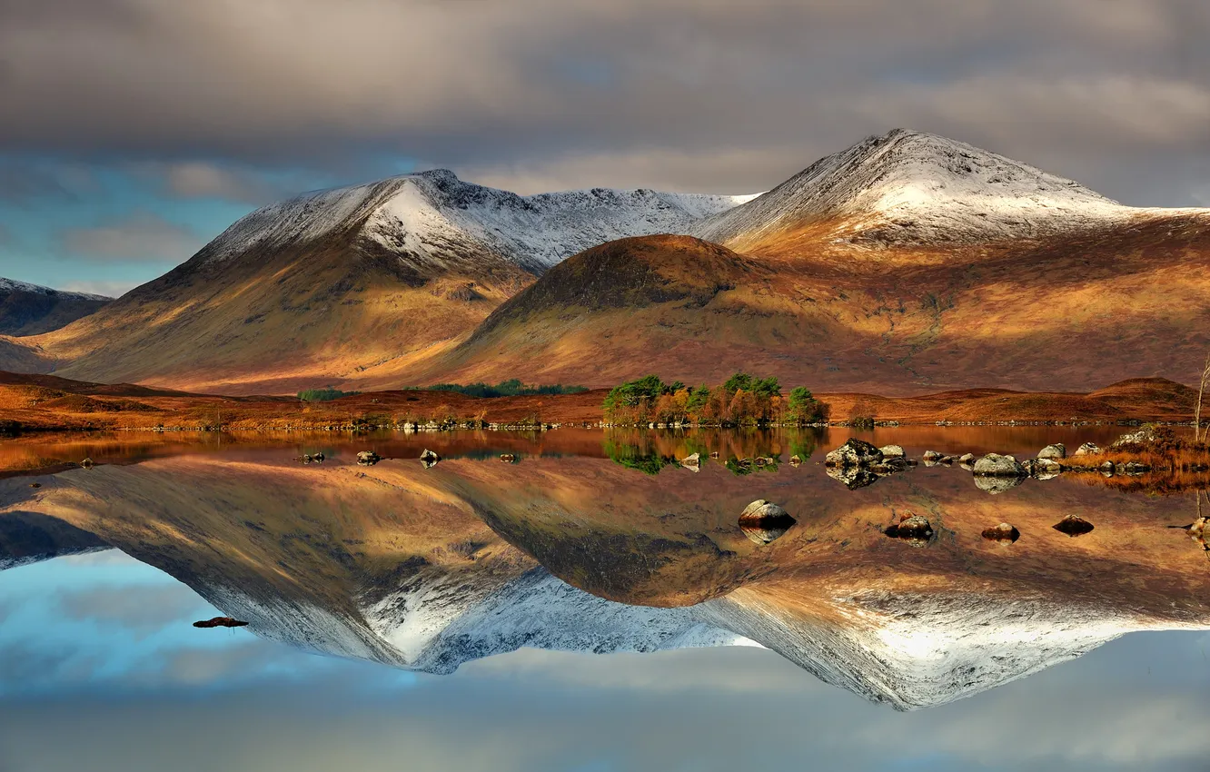 Photo wallpaper autumn, landscape, mountains, lake, reflection