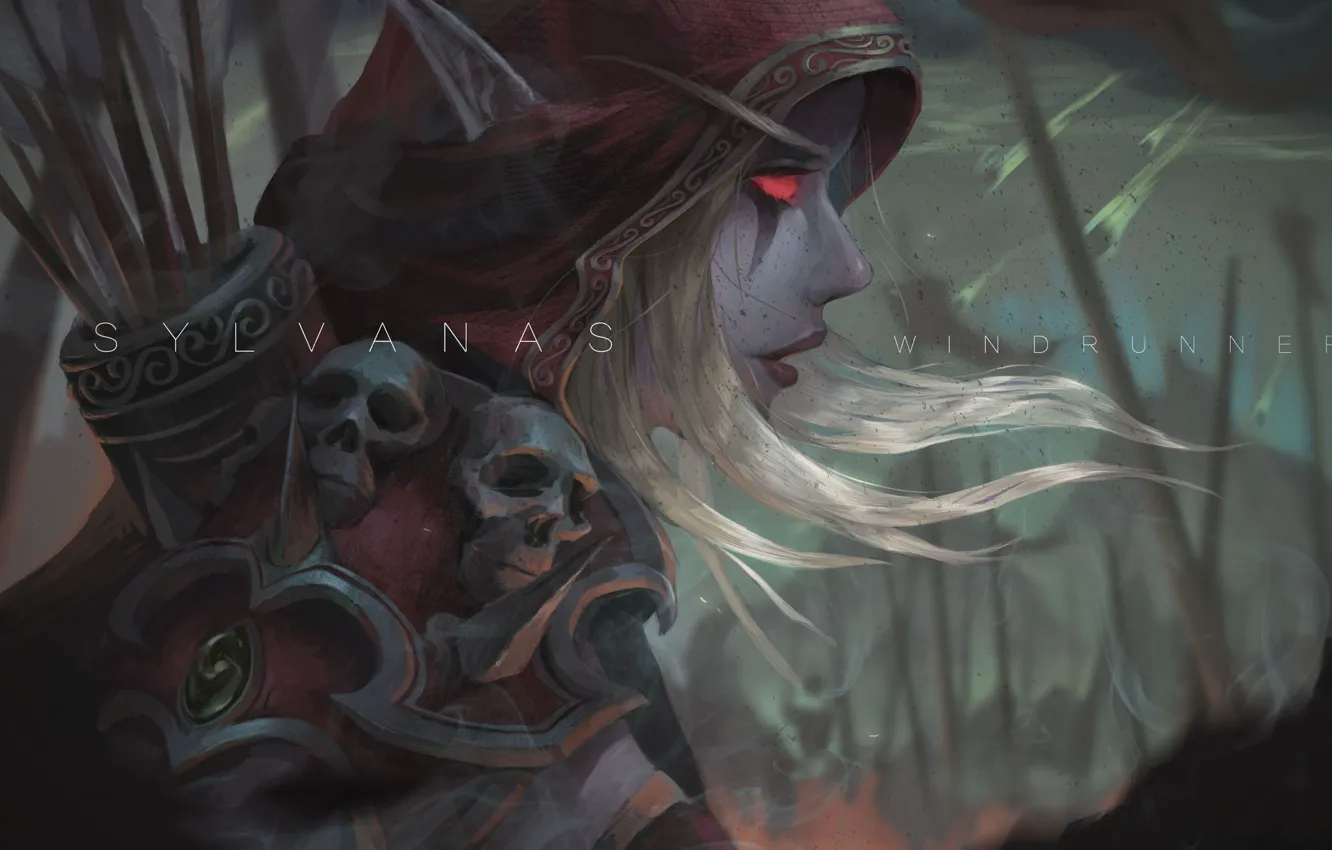 Photo wallpaper girl, bow, art, World of Warcraft, elf, wow, art, Sylvanas Windrunner