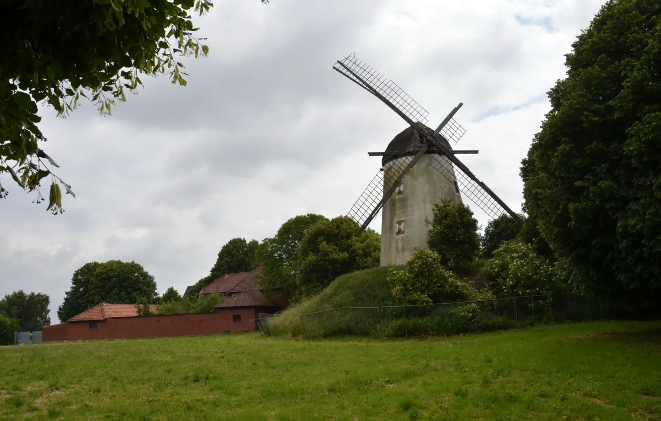 Photo wallpaper Germany, abandoned windmill, Ruin
