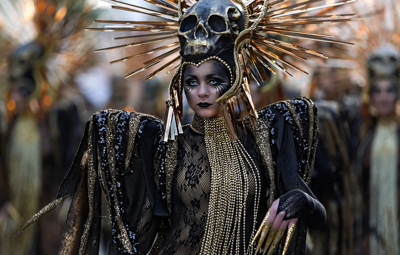 Photo wallpaper look, girl, style, portrait, makeup, costume, outfit, image