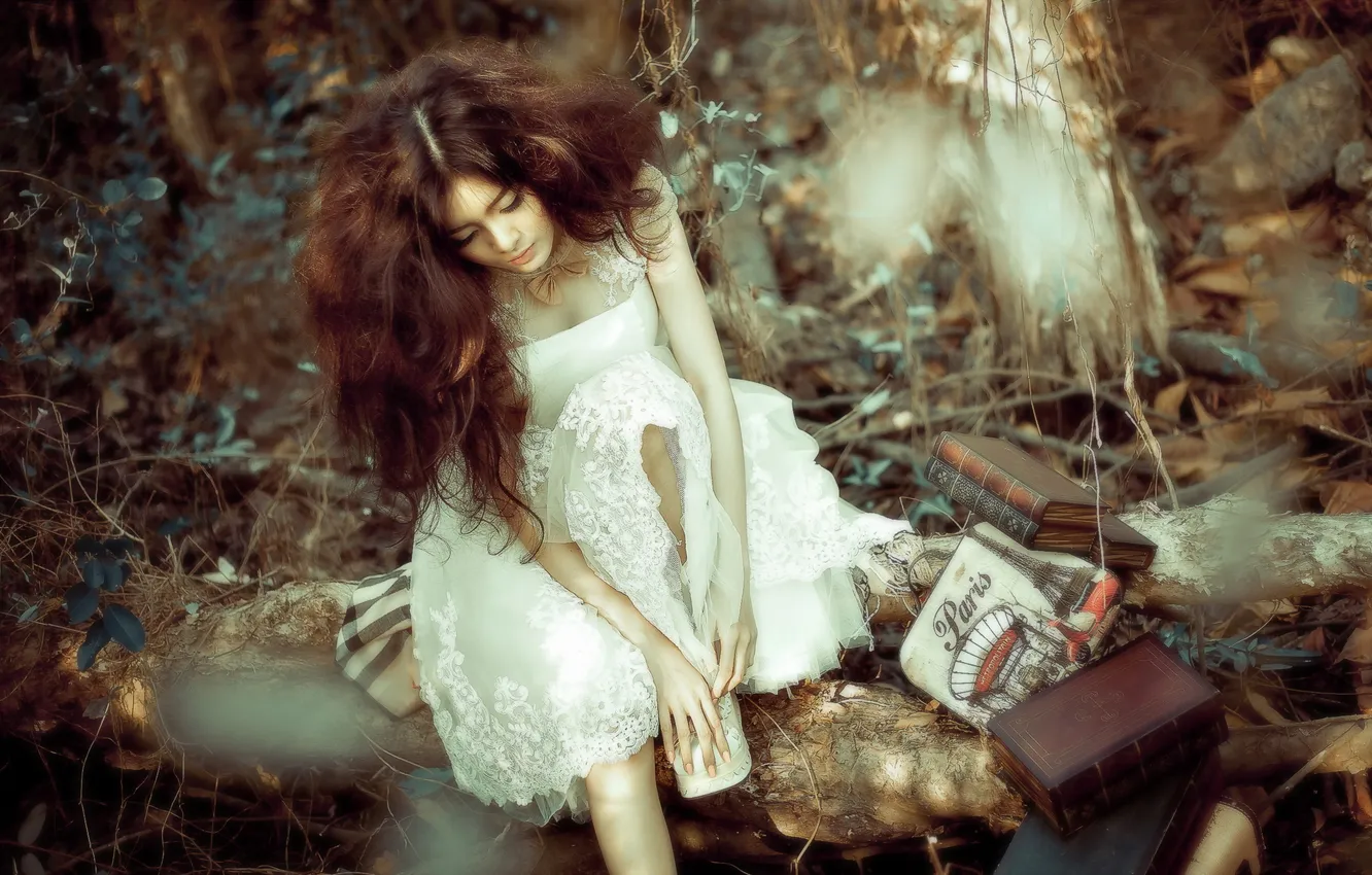 Photo wallpaper girl, background, Asian