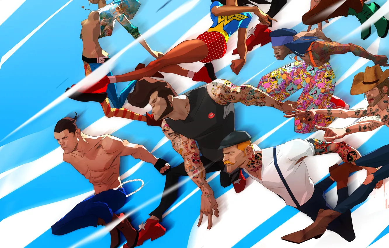 Photo wallpaper flight, figure, people, art, Julien Renoult