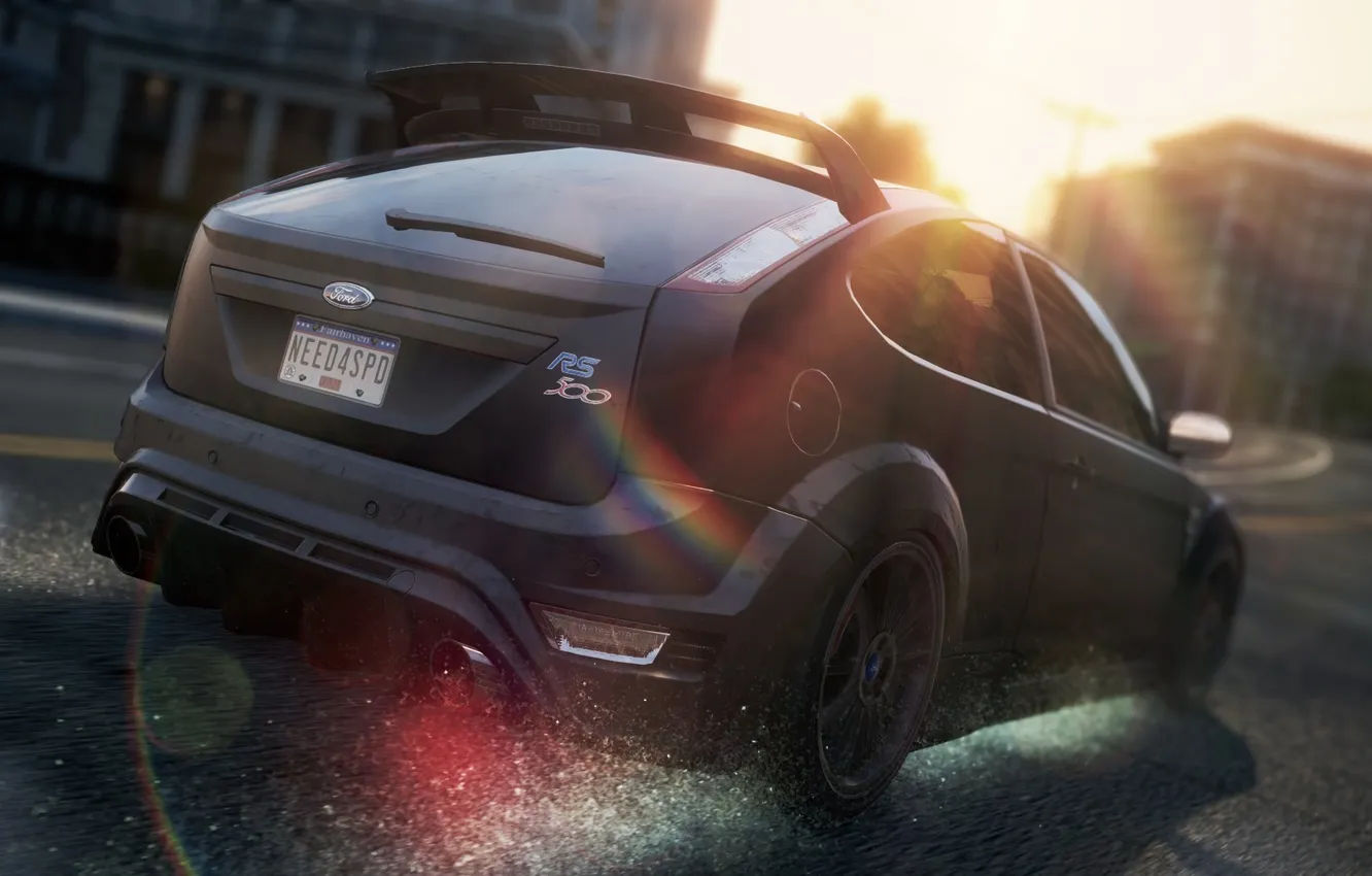 Photo wallpaper road, squirt, the city, race, car, need for speed most wanted 2, Ford Focus RS500