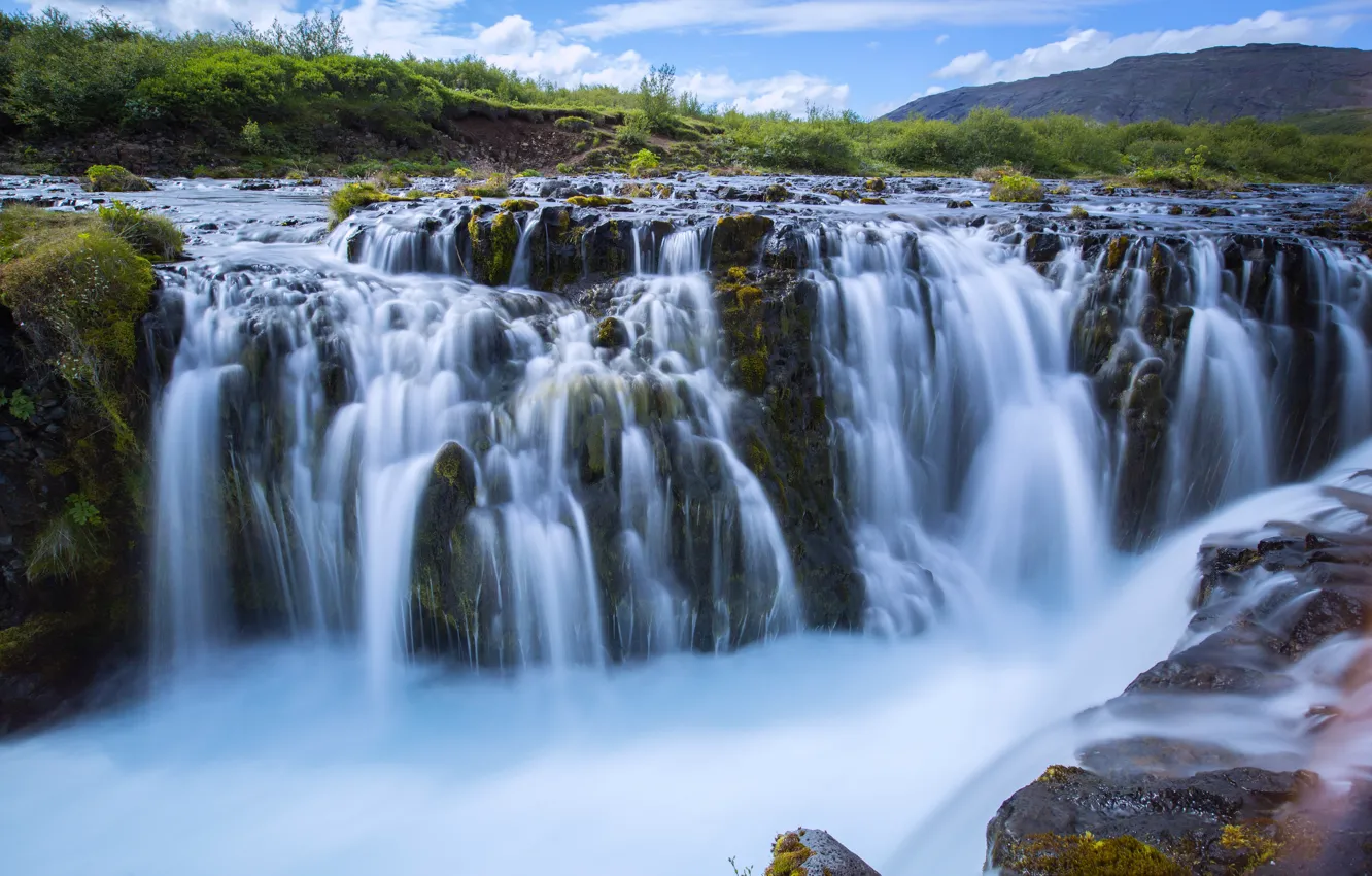 Photo wallpaper river, waterfall, Iceland, Iceland, Brúarfoss