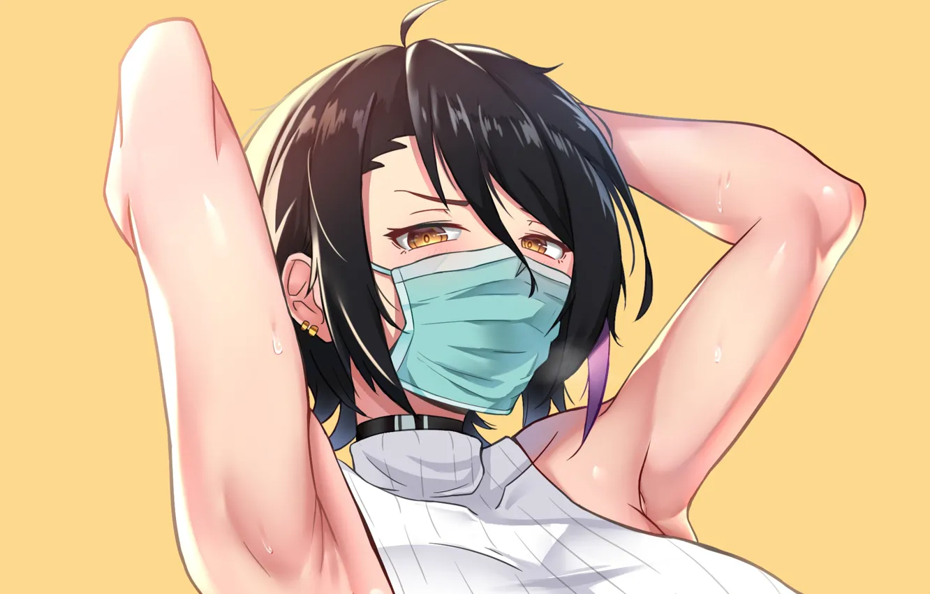 Photo wallpaper look, girl, mask, medical face mask