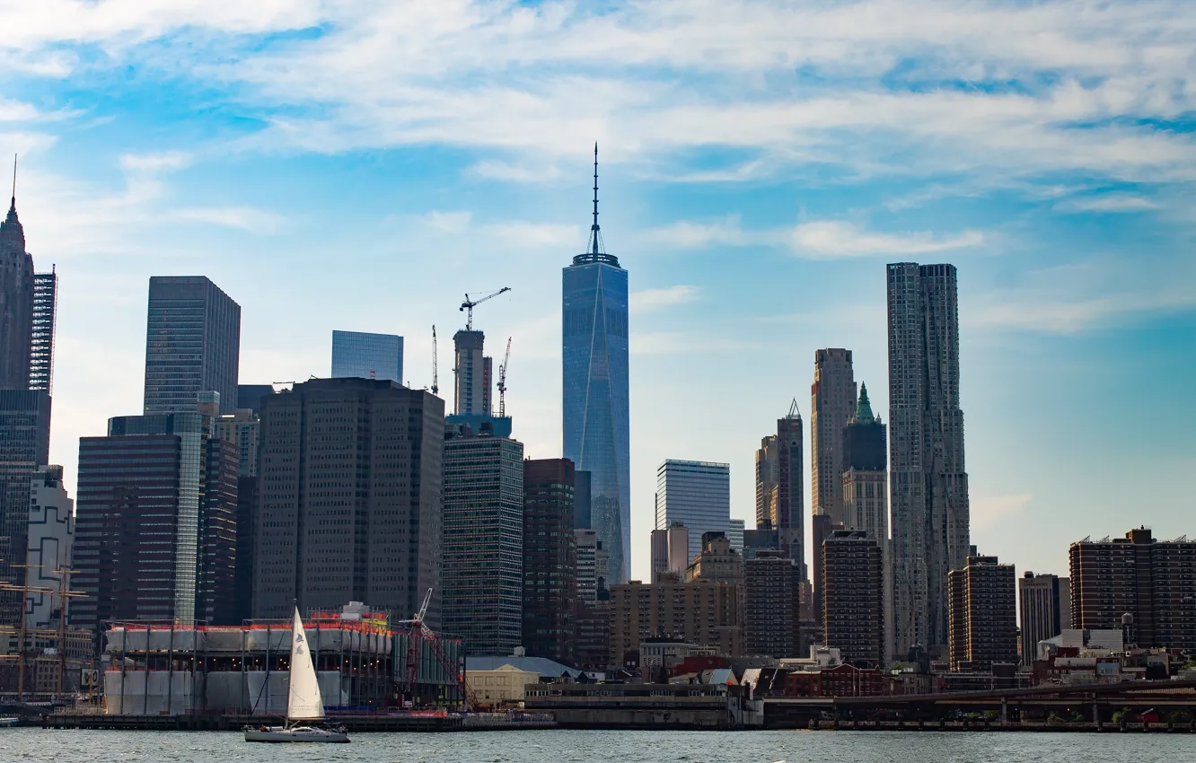 Photo wallpaper the city, coast, building, skyscrapers, megapolis