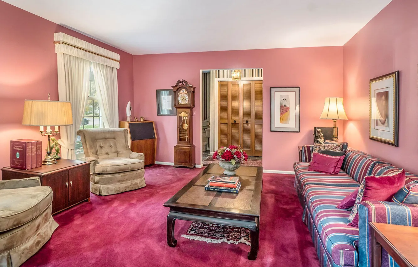 Photo wallpaper design, style, room, interior, Michigan, living room, warm colors, starorozovy