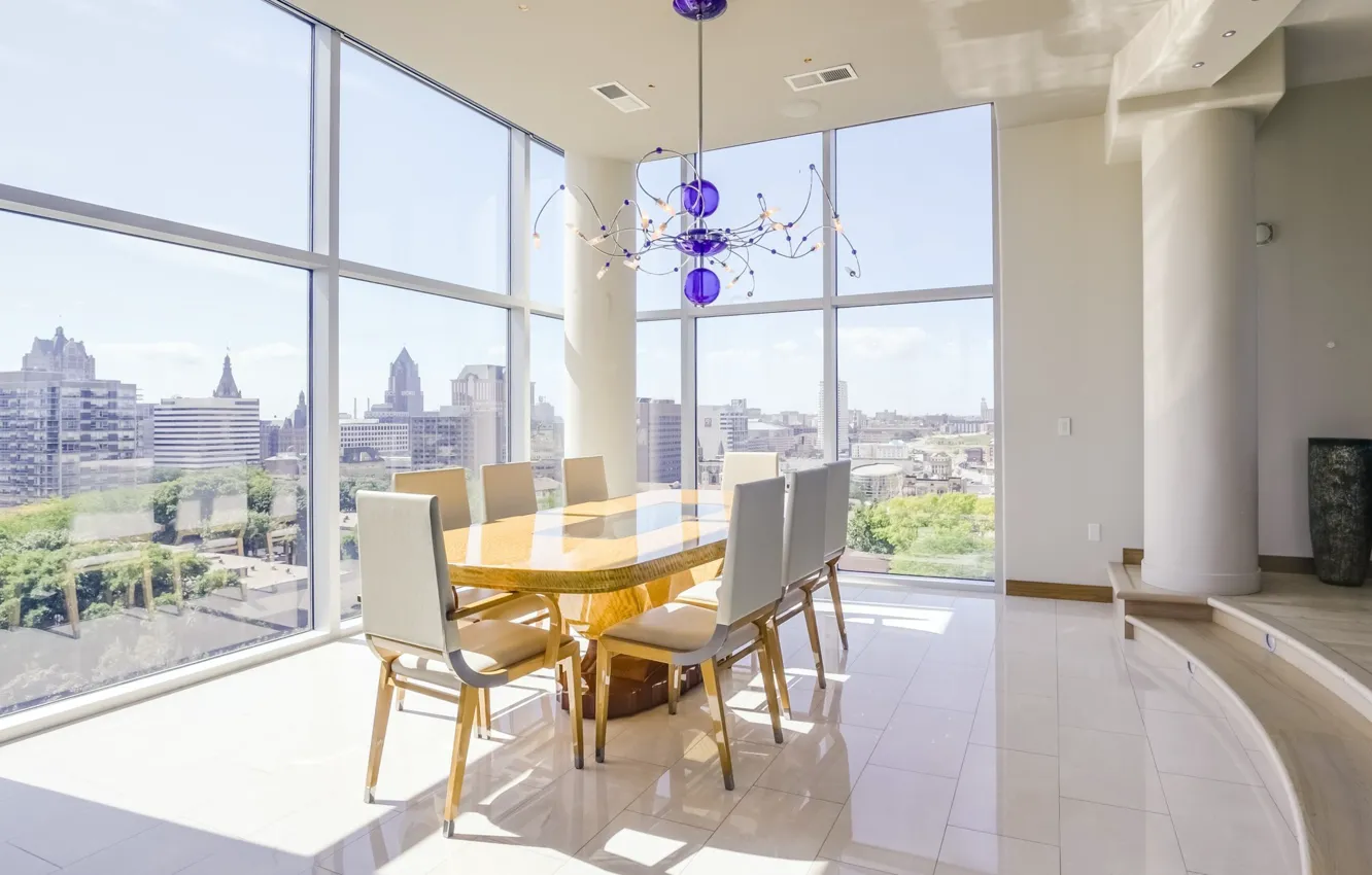 Wallpaper interior, Downtown, penthouse, dining room, Milwaukee, Loft ... - Penthouse Buildings Rentals Downtown Milwaukee