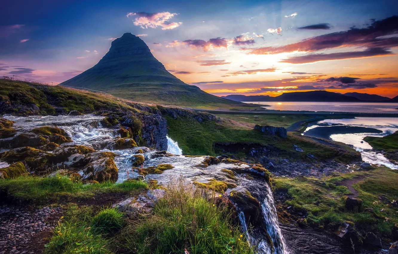 Photo wallpaper landscape, nature, mountain, Iceland, Kirkjufell, Kirkjufell, Alexey Kretov