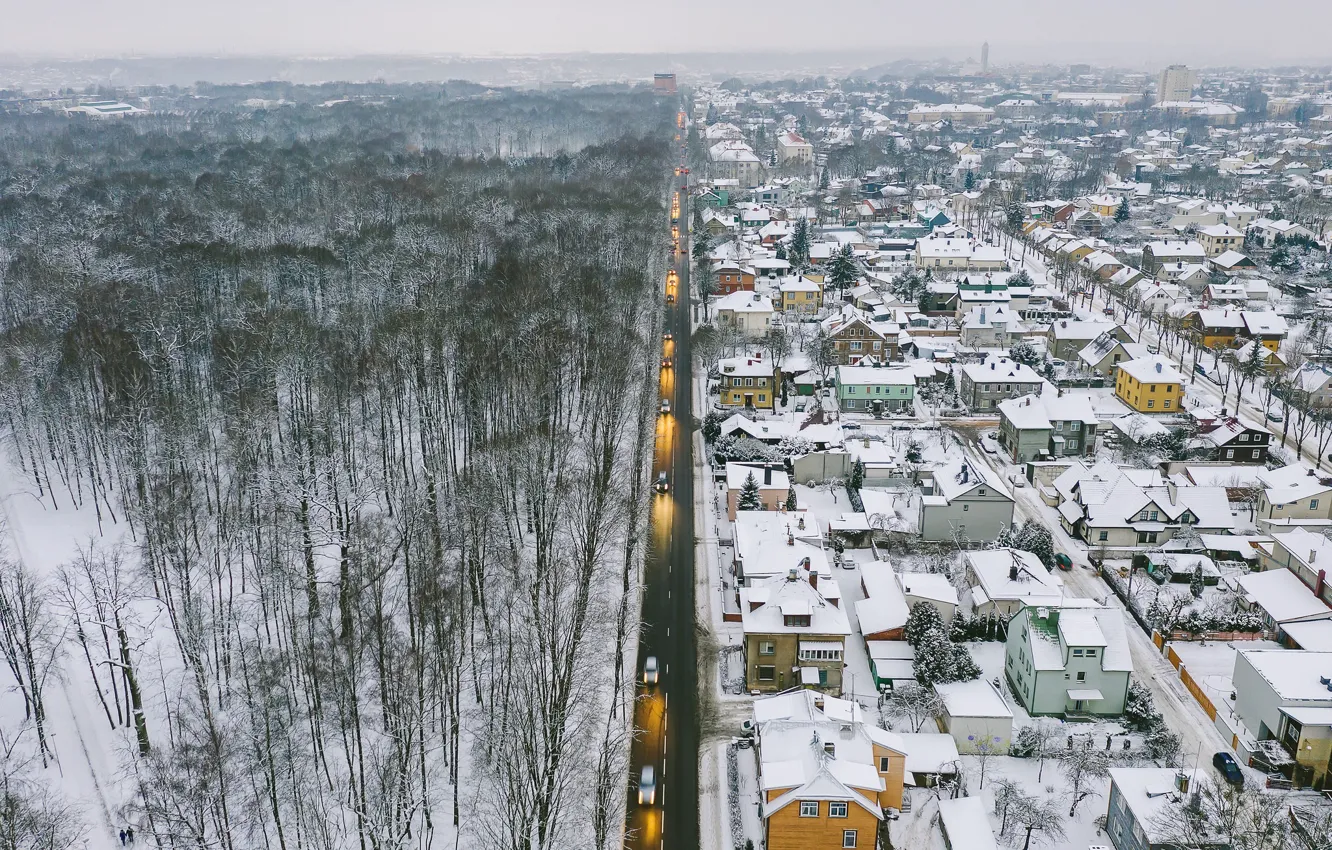 Photo wallpaper winter, the city, Lithuania, Kaunas