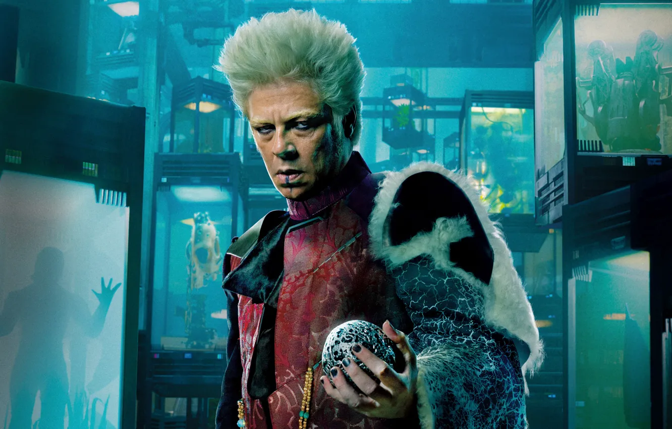 Photo wallpaper fiction, sphere, Benicio Del Toro, laboratory, Marvel, comic, blonde, The Collector