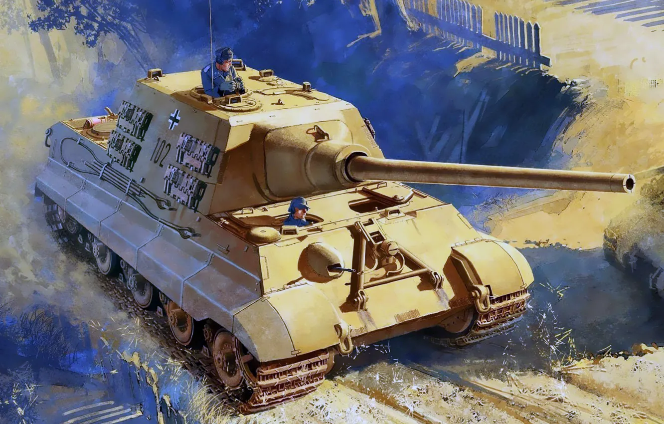Photo wallpaper figure, art, SAU, Hunting tiger, Sd.Car.186, German self-propelled artillery, Jagdtiger, Tank Hunter Tiger
