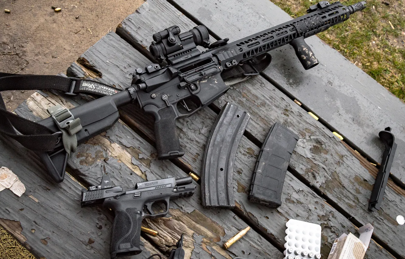 Photo wallpaper weapons, machine, AR-15 & Smith & Wesson