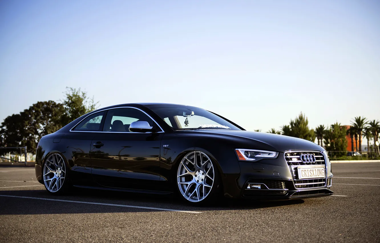 Photo wallpaper Audi, Audi, black, black, frontside