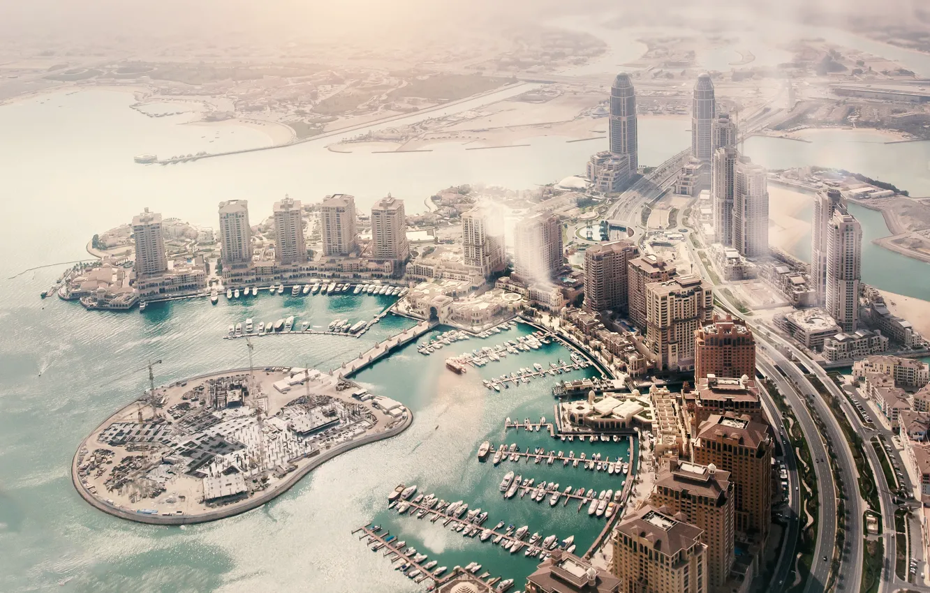 Photo wallpaper home, panorama, architecture, the view from the top, the urban landscape, Qatar, Doha, Doha