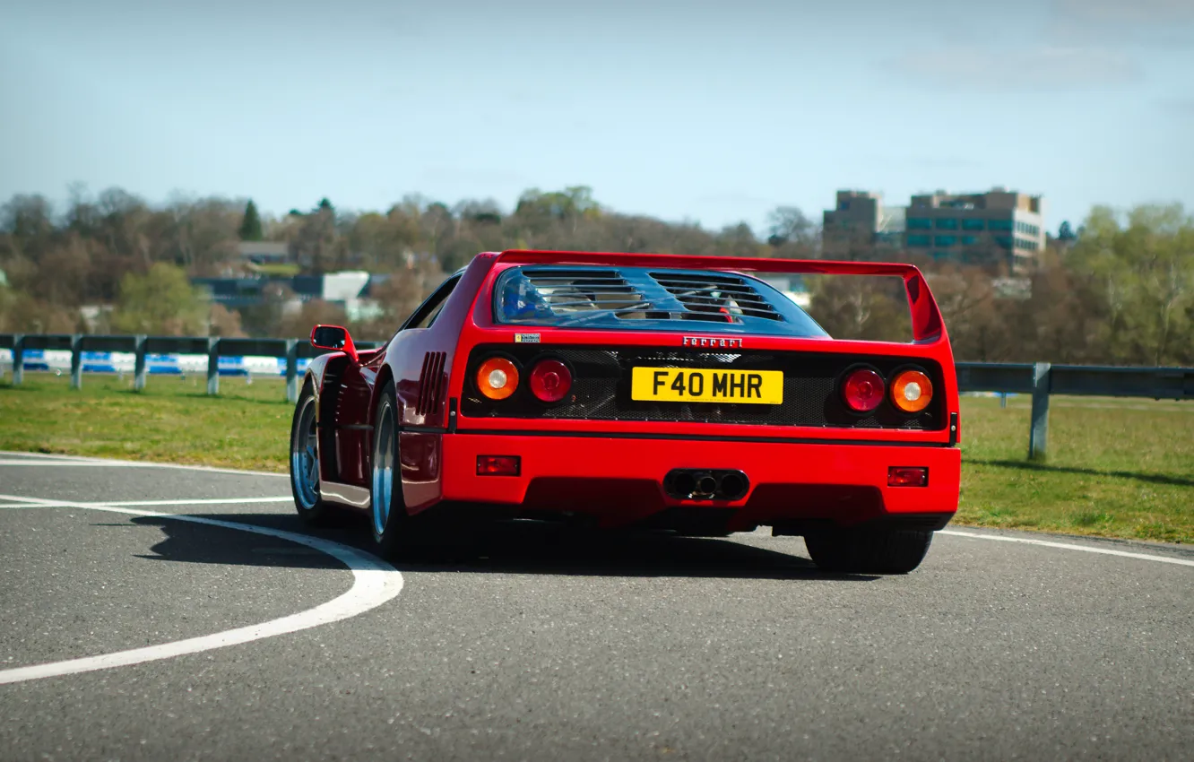 Photo wallpaper road, machine, auto, red, turn, back, Ferrari, supercar