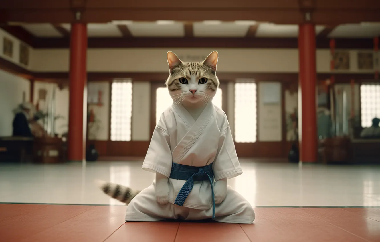 Photo wallpaper cat, cat, digital art, AI art, The Art of Artificial Intelligence, neural network