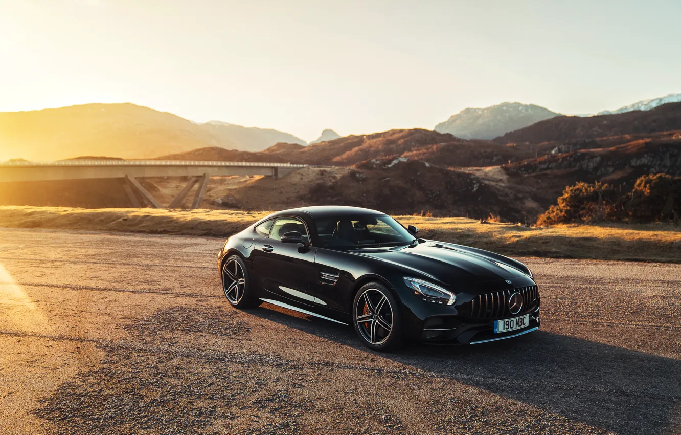 Photo wallpaper sunset, Mercedes-Benz, AMG, 2018, GT C