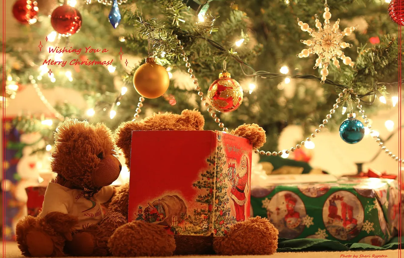 Photo wallpaper decoration, gift, new year, Christmas, Teddy bears