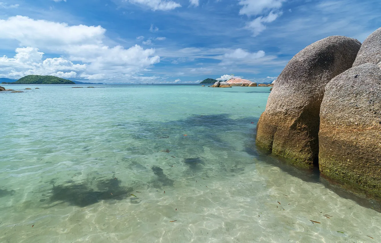 Photo wallpaper sea, the sky, nature, tropics, stones, blue water