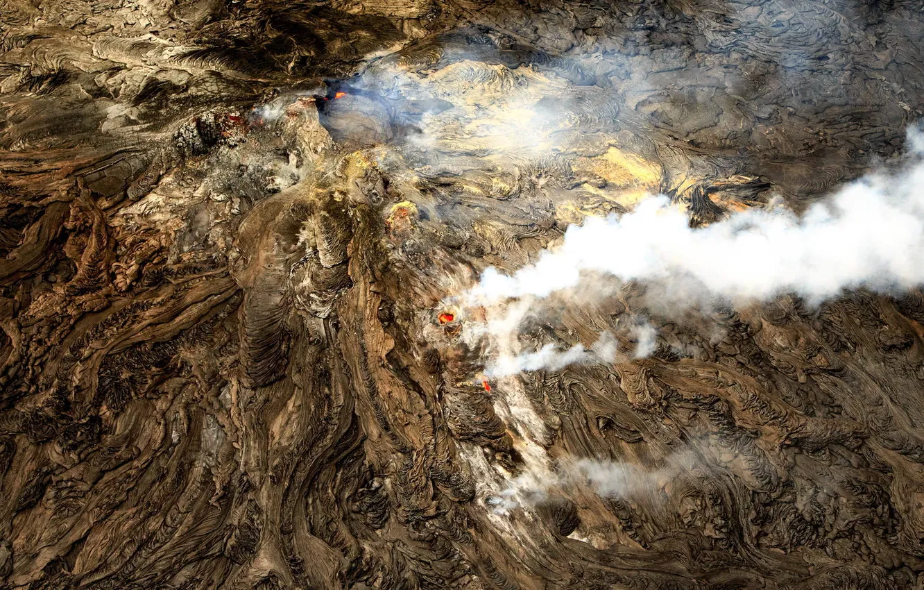 Photo wallpaper landscape, nature, smoke, the volcano