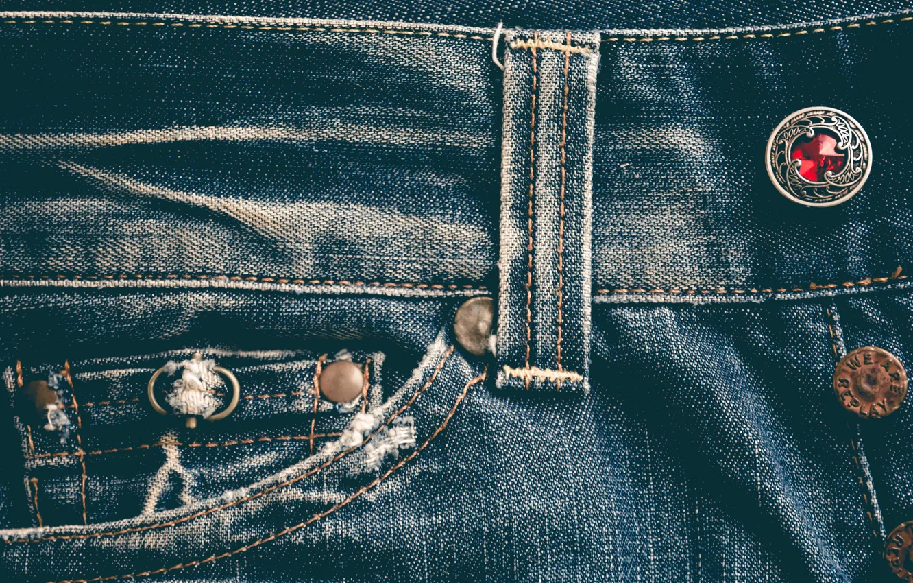 Photo wallpaper jeans, buttons, material