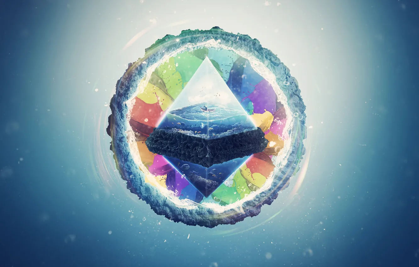 Photo wallpaper abstraction, round, pyramid, links, journey the seas of life