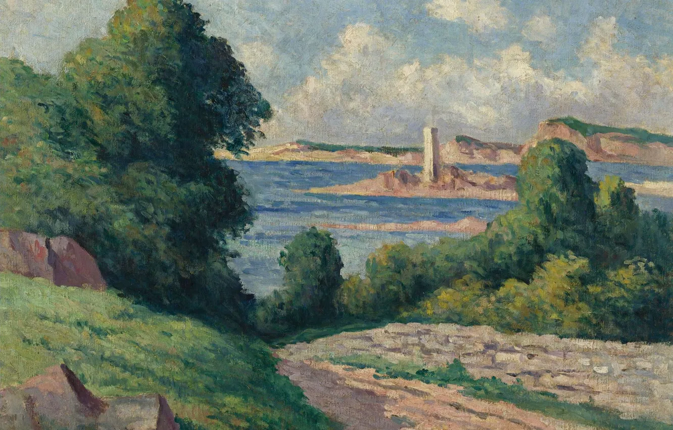 Photo wallpaper landscape, picture, Maximilien Luce, Maximilien Luce, The estuary Trieux