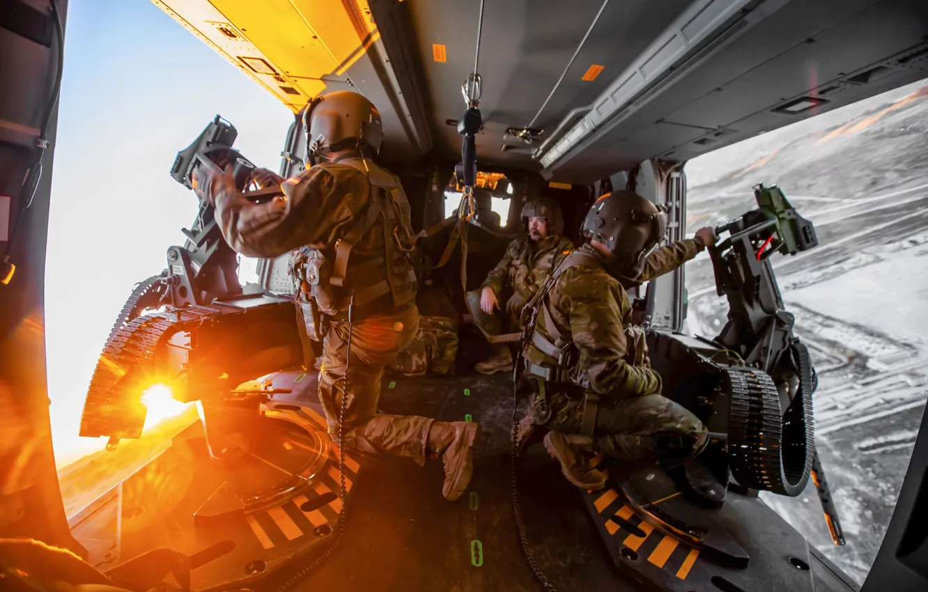 Photo wallpaper Soldiers, Spain, Spain, Guns, Military helicopter, Airbus NH90, Military helicopter