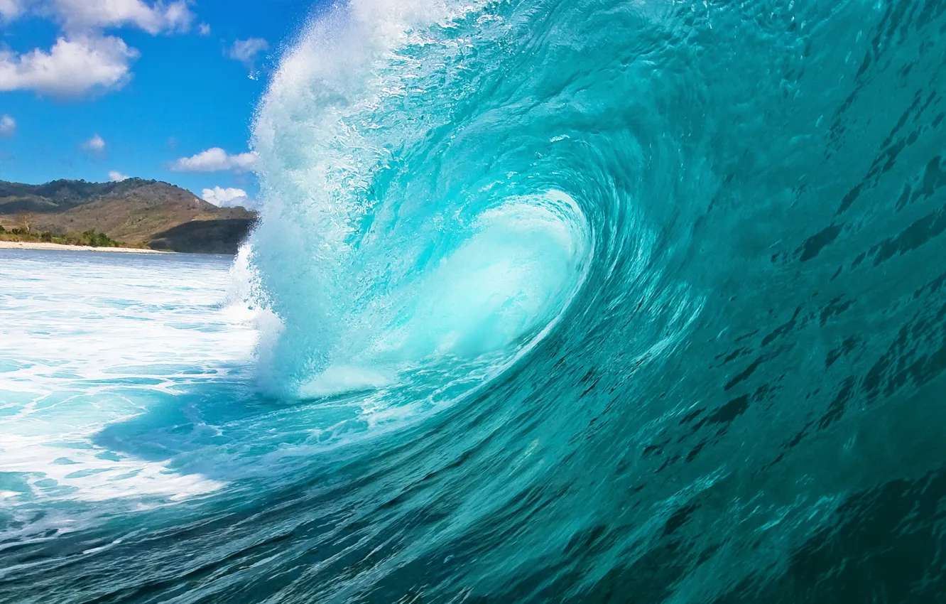 Photo wallpaper sea, water, squirt, the ocean, wave, sea, ocean, blue